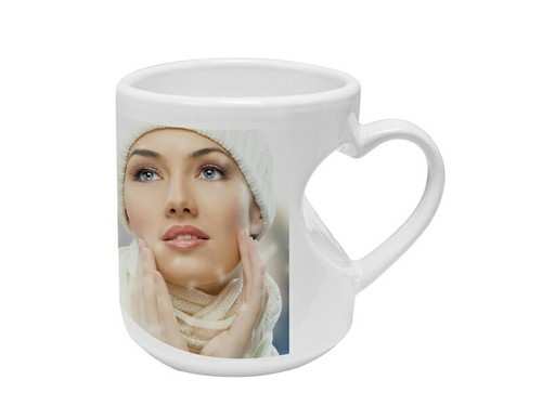 Heart cut sublimation white mug